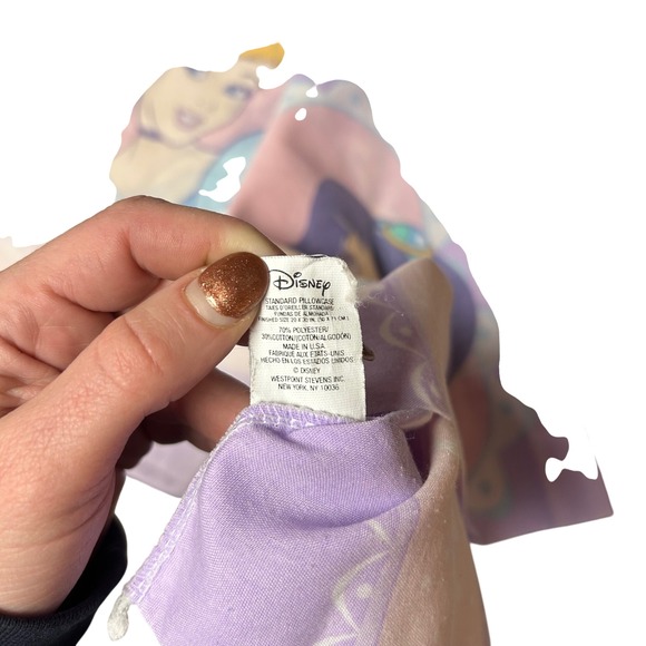 Disney Princess Pillowcase VTG Belle Cinderella Jasmine USA Made Y2K 90s Kidcore - Picture 2 of 7